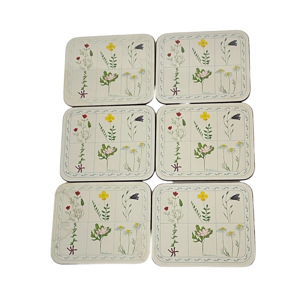 Vintage Jason Drink Coasters Flower Box Cork Backed Rectangle Set 6‎ New Zealand